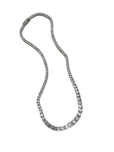 Özel Seri Büyükten Küçüğe Zirkon Taş Sıralı Döküm Su Yolu Kolye (46 Cm)