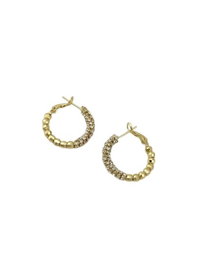 Özel Seri Lazer Kesim Dorika ve Zirkon Taşlı Biye Sıralı Halka Küpe (İç Çap:1.8 Cm)