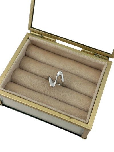 Özel Seri Gümüş Kıvrımlı Plaka Ayarlanabilir Yüzük