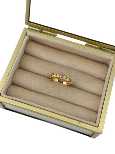 Özel Seri Mini Fuşya Taş Detay Bombeli Tırtıklı Ayarlanabilir Yüzük