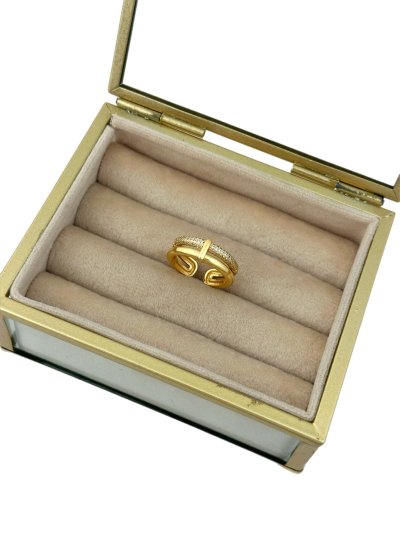 Özel Seri Boru Plaka ve Zirkon Taşlı İkili Görünüm Ayarlanabilir Yüzük