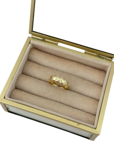 Özel Seri Nokta Zirkon Taş Detay Plaka Ayarlanabilir Yüzük