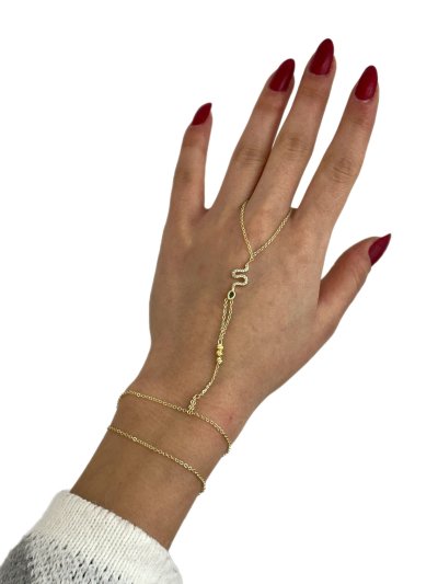 Özel Seri Gold Yeşil Taşlı Yılan Figür Dorika Detay Dolamalı Şahmeran