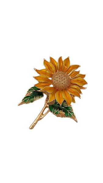Renkli Mineli Ayçiçek Broş