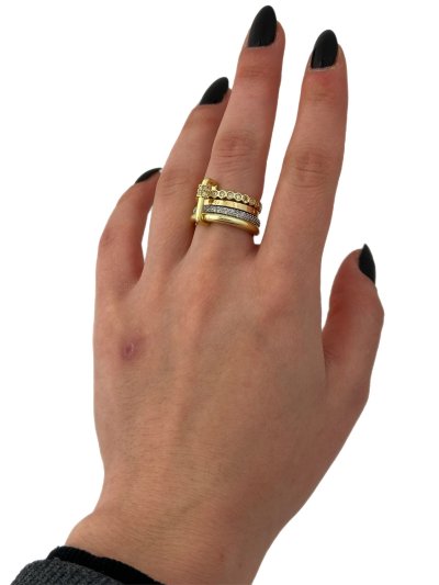 Özel Seri İki Renkli Zirkon Taşlı Marka Model Çoklu Yüzük