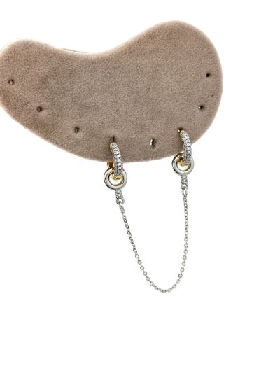 Özel Seri İki Renkli Zirkon Taşlı Zincir Sallantılı Küpe