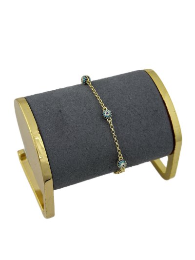 Özel Seri Nazar Topçuk Sıralı Halka Zincir Bileklik (20 Cm)