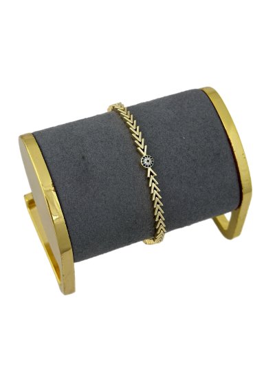 Özel Seri Nazar Detay V Model Plaka Sıralı Bileklik (19 Cm)