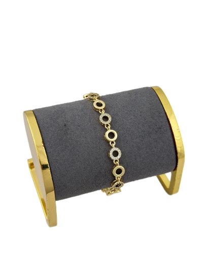 Özel Seri İçi Boş Zirkon Taşlı ve Plaka Daire Sıralı Bileklik (20 Cm)