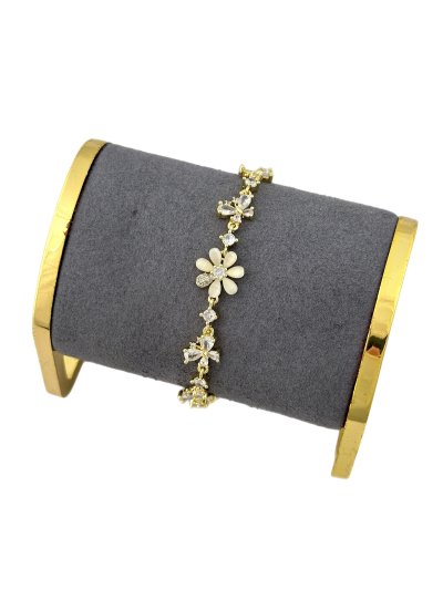 Özel Seri Sedefli Çiçek ve Zirkon Taşlı Kelebek Figür Sıralı Bileklik (18 Cm)