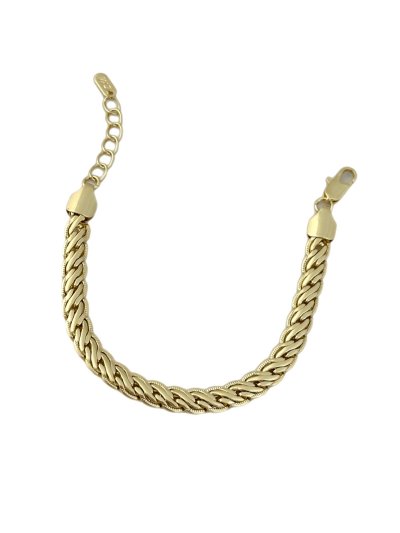 Özel Seri Yassı Tırtık Kenar S Kıvrım Zincir Bileklik (21 Cm)