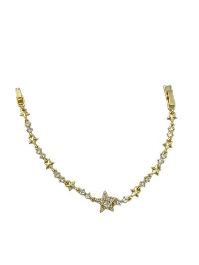 Özel Seri Zirkon Taşlı Yıldız Figür Plaka Yıldız Sıralı Bileklik (19 Cm)