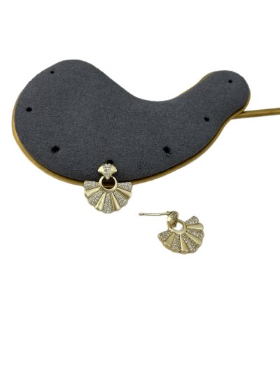 Özel Seri Zirkon Taş Plaka Detay Yelpaze Küpe